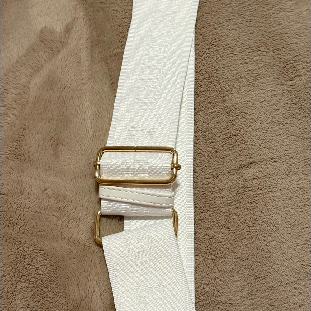 Guess  White Crossbody Strap with Gold Buckle Hardware